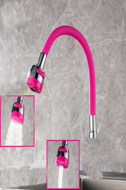 Renn Silikonlu Oynar Baslikli 2 Fonksiyonlu Spiral Musluk Basligi Pembe Trendyol