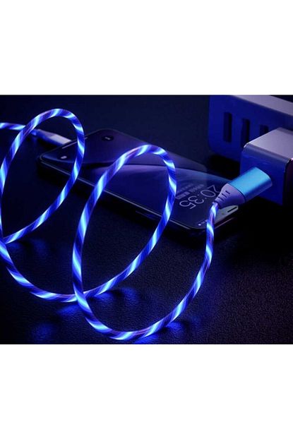 Madepazar Mavi Renk Neon Isikli Ledli Yeni Nesil Type C Kablo Trendyol