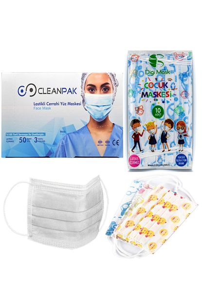 cleanpak 3 katli telli cerrahi maske 50 li 10 lu paket cocuk maskesi fiyati yorumlari trendyol