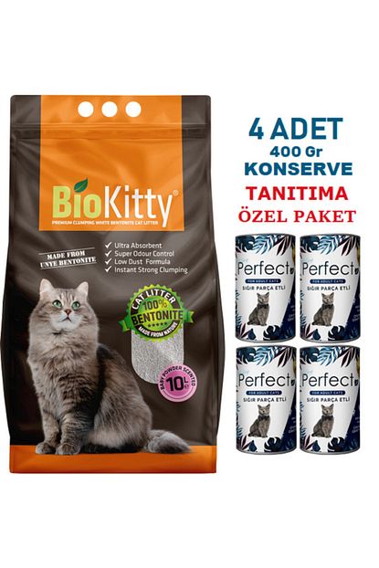 Biokitty 10 Lt Bebek Pudra Kokulu Kedi Kumu 4 Adet Konserve Tanitima Ozel Fiyat Trendyol