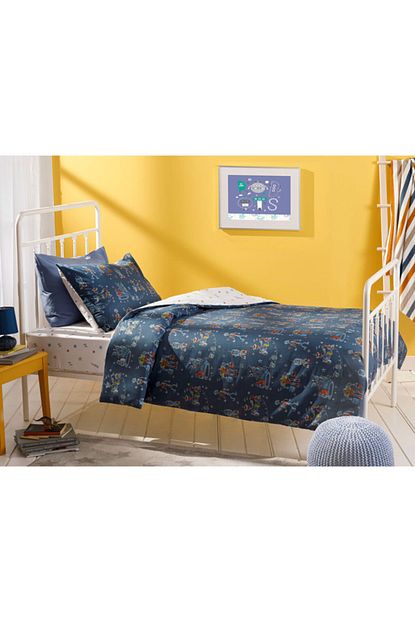 English Home Robots Pamuklu Cocuk Nevresim Takimi 160x220 Cm Indigo Trendyol