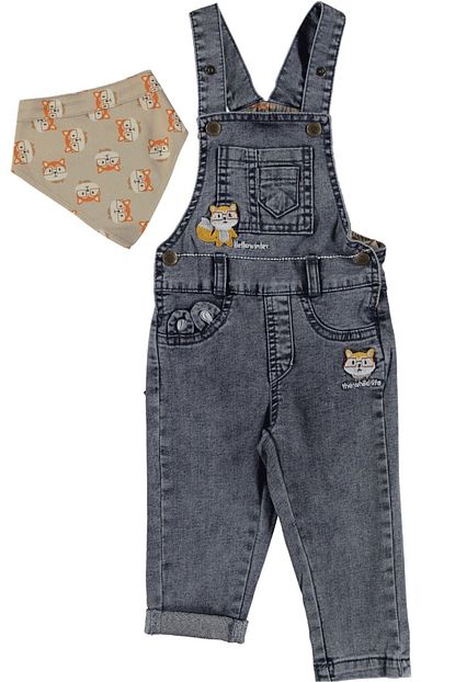 Overdo Erkek Cocuk Gri Whild Life Erkek Cocuk Nakisli Denim Kot Salopet Trendyol