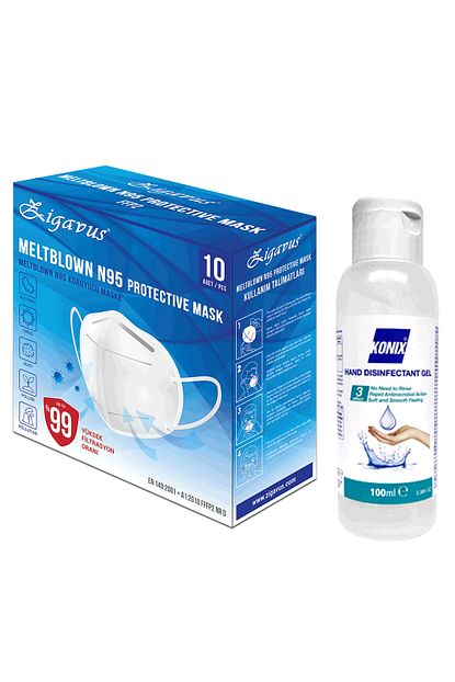 meltblown koruyucu n95 maske 30 adet 3 adet 100 ml dezenfektan