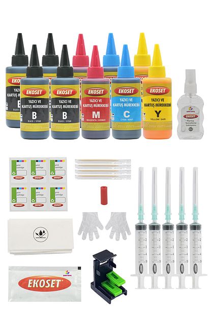 ekokartus dolum seti canon pg 540 cl 541 uyumlu renkli ve siyah 10 lu set