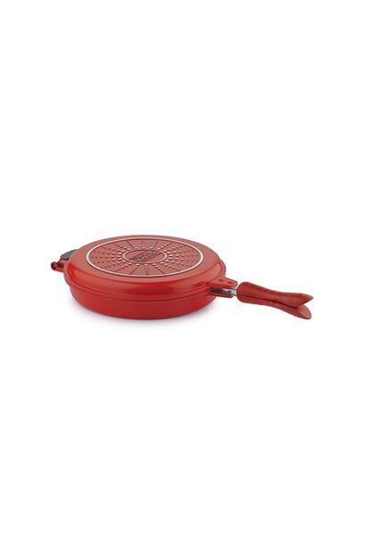 schafer kirmizi yuvarlak granit double grill pan 30 cm tava fiyati yorumlari trendyol