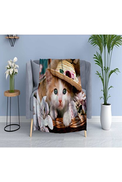 Osso Hali Sevimli Sapkali Kedi Wellsoft Desenli 3d Tv Battaniyesi Trendyol