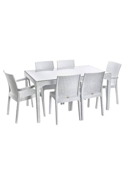 holiday rattan 80 40 camli masa 4 ad sandalye 4 minder trendyol