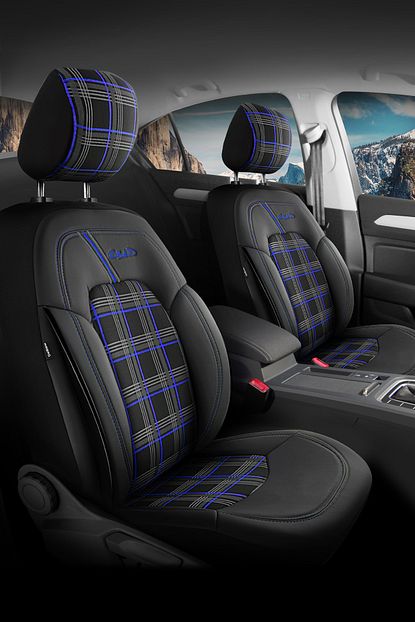 deluxe boss giovanni butti imzali ozel seri dynamic oto koltuk kilifi mavi ekose fiyati yorumlari trendyol