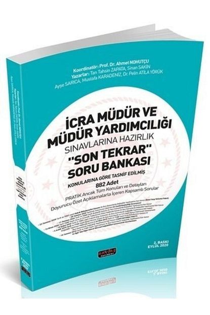 Savas Yayinevi 2020 Icra Mudur Ve Yardimciligi Sinavi Son Tekrar Soru Bankasi 2 Baski Trendyol