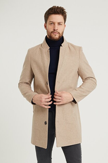 Bilincli Pacavra Not Defteri Erkek Pardesu Slim Fit Bej Myholynacho Net