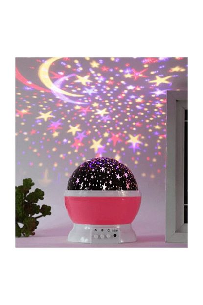 Hediyefilesi Donen Projeksiyon Gece Lambasi Star Master Ay Yildiz Led Pembe Trendyol