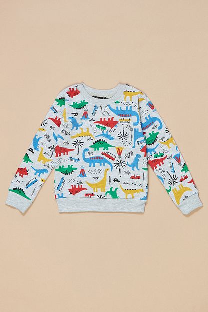 Fulla Moda Erkek Cocuk Dinazor Baskili Sweatshirt Trendyol