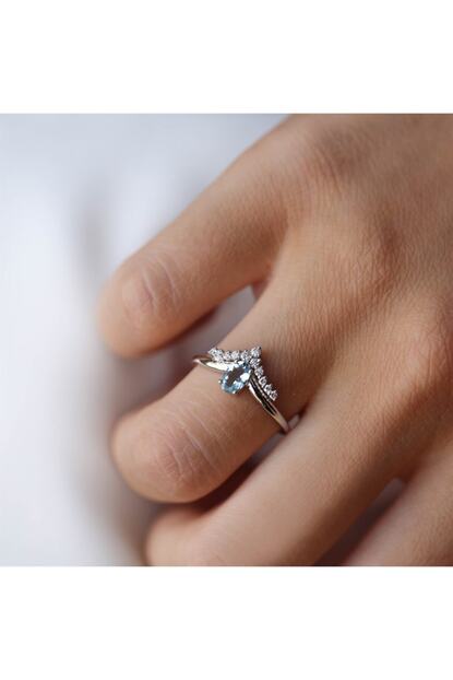Safir Kuyumculuk Aquamarine Pirlanta Yuzuk Trendyol