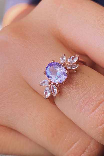 Lotus Gumus 14k Rose Gold Kaplama Lila Tasli Ayarlanabilir Olcu Kadin Yuzuk Trendyol