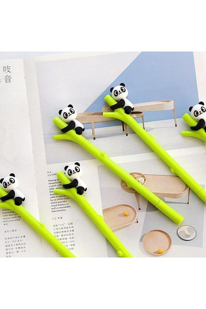 sevimli panda figurlu bambu sekilli igne uclu jel kalem