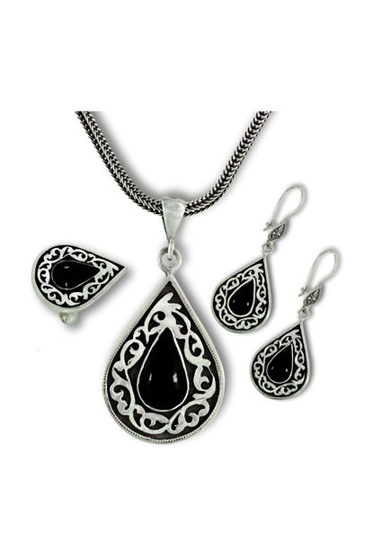 Abbasshop Erzurum Oltu Tasli Kalemkar El Yapimi Bayan Gumus Set Kupe Yuzuk Kolye Trendyol