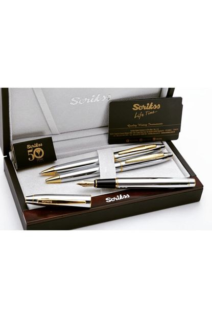 scrikss marka gold krom 3 lu kalem seti