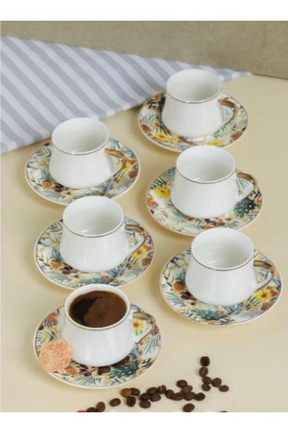 kahve papatya motif fincan seti