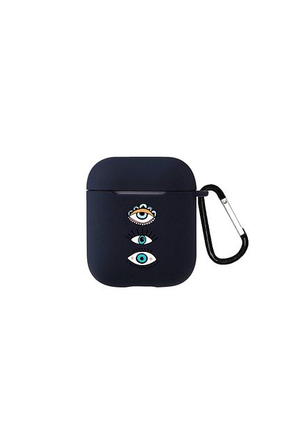 Shoptocase Renkli Gozler Desenli Siyah Silikon Airpods Kilifi Trendyol