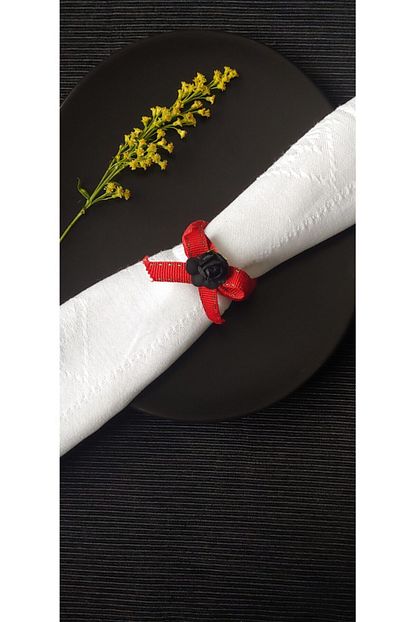 Opia Design Products Siyah Cicekli Kirmizi Pecetelik El Yapimi Pecete Halkasi 6li Trendyol
