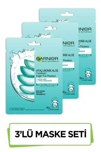 garnier hyaluronik aloe tazeleyici kagit yuz maskesi 3 lu set fiyati yorumlari trendyol