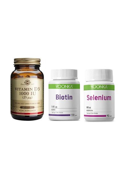d3 vitamini 1000 iu 100 kapsul voonka biotin 2500 mcg 102 tablet selenyum 100 mcg 92 tablet