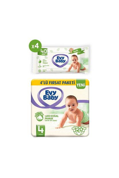 evy baby unisex bebek bezi 4 beden maxi 120 adet ve 4 paket islak havlu fiyati yorumlari trendyol