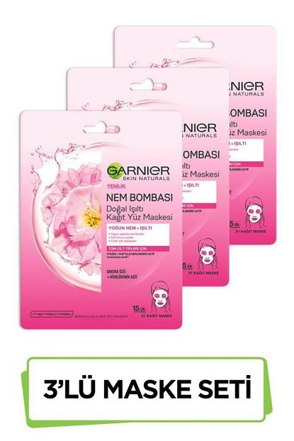 garnier nem bombasi isilti verici kagit yuz maskesi 3 lu set fiyati yorumlari trendyol