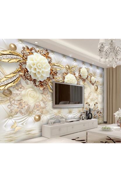 Ozen Duvar Kagitlari 3 Boyutlu Tv Arkasi Gold Cicekler Fiyati Yorumlari Trendyol