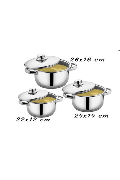 Gulsan Mega 6 Parca Celik Sapli 22 24 26 Cm Derin Tencere Trendyol