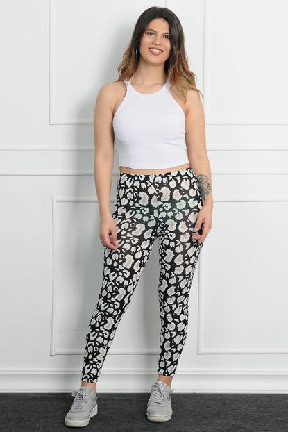 Sans Kadin Renkli Desenli Tayt Pantolon 65n15867 Trendyol