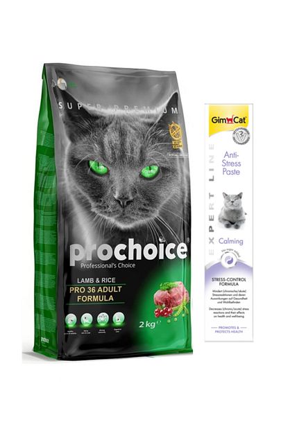 Pro Choice 36 Kuzu Etli Pirincli Yetiskin Kedi Kuru Mamasi 2 Kg Gimcat Anti Stress Paste Kedi Macunu 50gr Trendyol