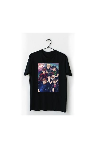 Vectorwear Bts Poster Baskili Cocuk Siyah Tisort Trendyol