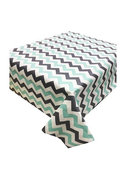 Zeren Home Mint Siyah Beyaz Zigzag Dertsiz Masa Ortusu Trendyol