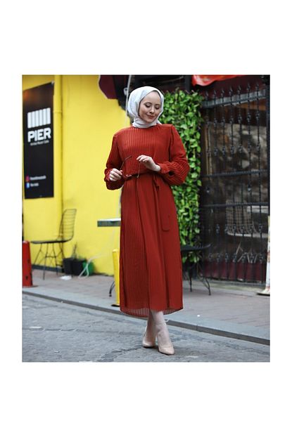 Letafet Pileli Sifon Elbise Trendyol