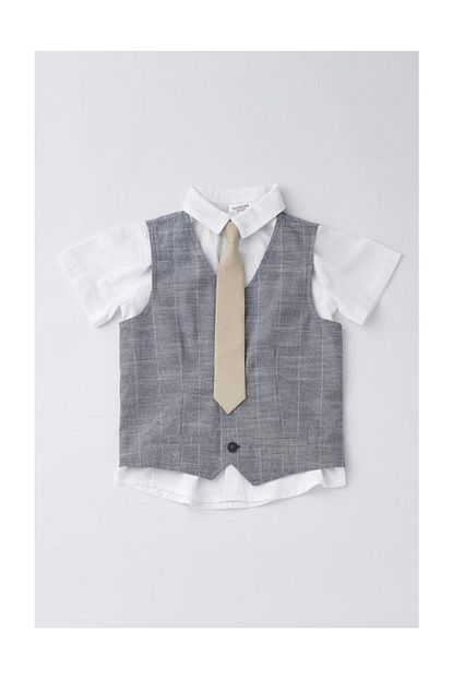 Wonder Kids Wonder Kids Erkek Cocuk 3 Lu Ust Takim Gomlek Kravat Yelek Wk19ss7255 Trendyol