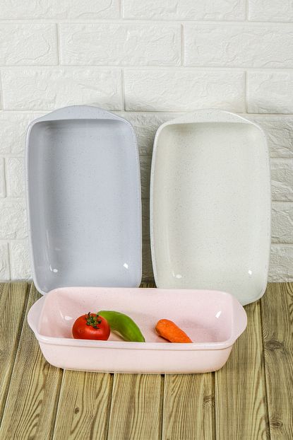 mhk collection granit desenli dikdortgen firin kabi pembe trendyol