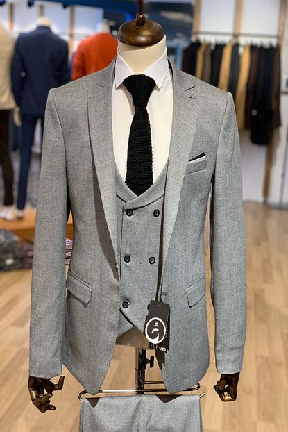El Faro Gri Renk Yelekli Slim Fit Takim Elbise Ceket Pantolon Yelek Trendyol
