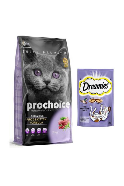 Pro Choice 38 Kitten Lamb Rice Kuzulu Yavru Kedi Mamasi 2 Kg Dreamies Ordekli Kedi Odul Mamasi 60 Gr Pcs04 Trendyol