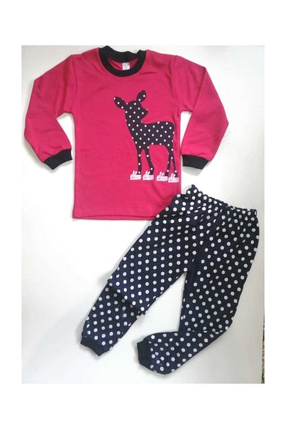 Mehdix Marka Karaca Desenli Puantiyeli Kiz Cocuk Pijama Takimi Fusya 4 5 6 Yas Trendyol