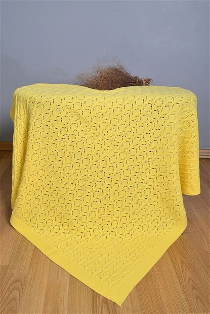 Miniper Ajurlu Triko Sari Bebek Battaniyesi 90x90 Cm Trendyol