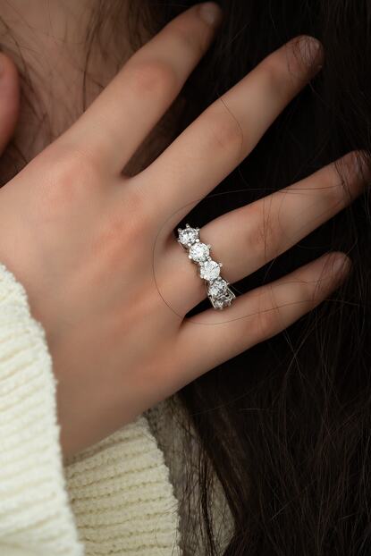 Sunshine Swarovski Zirconia 5 Tasli 925 Ayar Gumus Yuzuk Trendyol