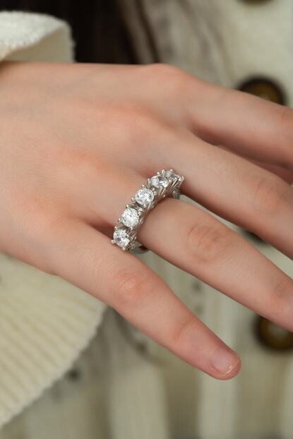 Sunshine Swarovski Zirconia 5 Tasli 925 Ayar Gumus Yuzuk Trendyol