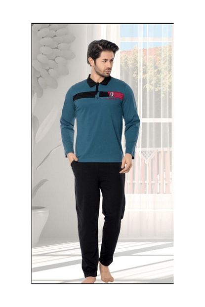Birsen Erkek Yesil Polo Yaka Spor Pijama Takimi Trendyol