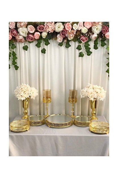 almila soz nisan gold versace sunum masasi seti jardinyer samdan metal vazo tepsi full organizasyon takim fiyati yorumlari trendyol