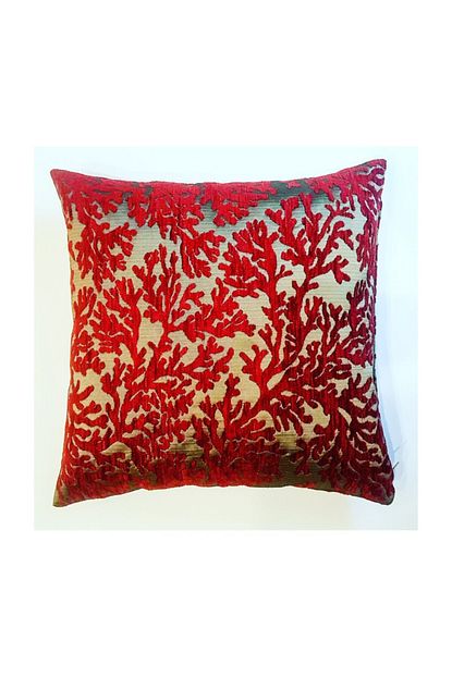 Pillows Store Mercan Desenli Kirmizi Kirlent Kilifi M145 Trendyol