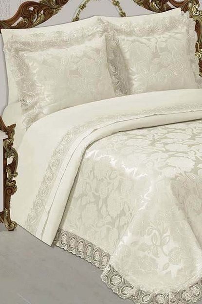 Bonny Home Garden Krem Fransiz Dantelli 6 Parca Ceyizlik Pike Takimi Yatak Ortusu Seti Trendyol