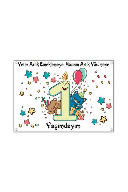 Parti Cocuk 1 Yas Dogum Gunu Afis 70x100 Cm Trendyol