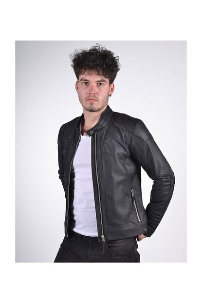 Saro Factory Kane Fit Siyah Deri Ceket Erkek Trendyol