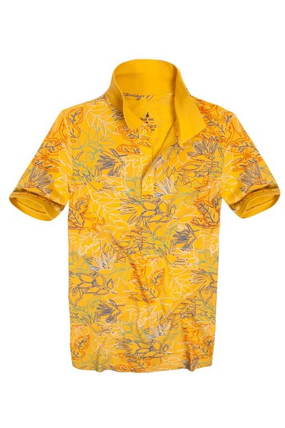 Blue Sail Erkek Sari Renk Desenli Polo Yaka Tisort Trendyol